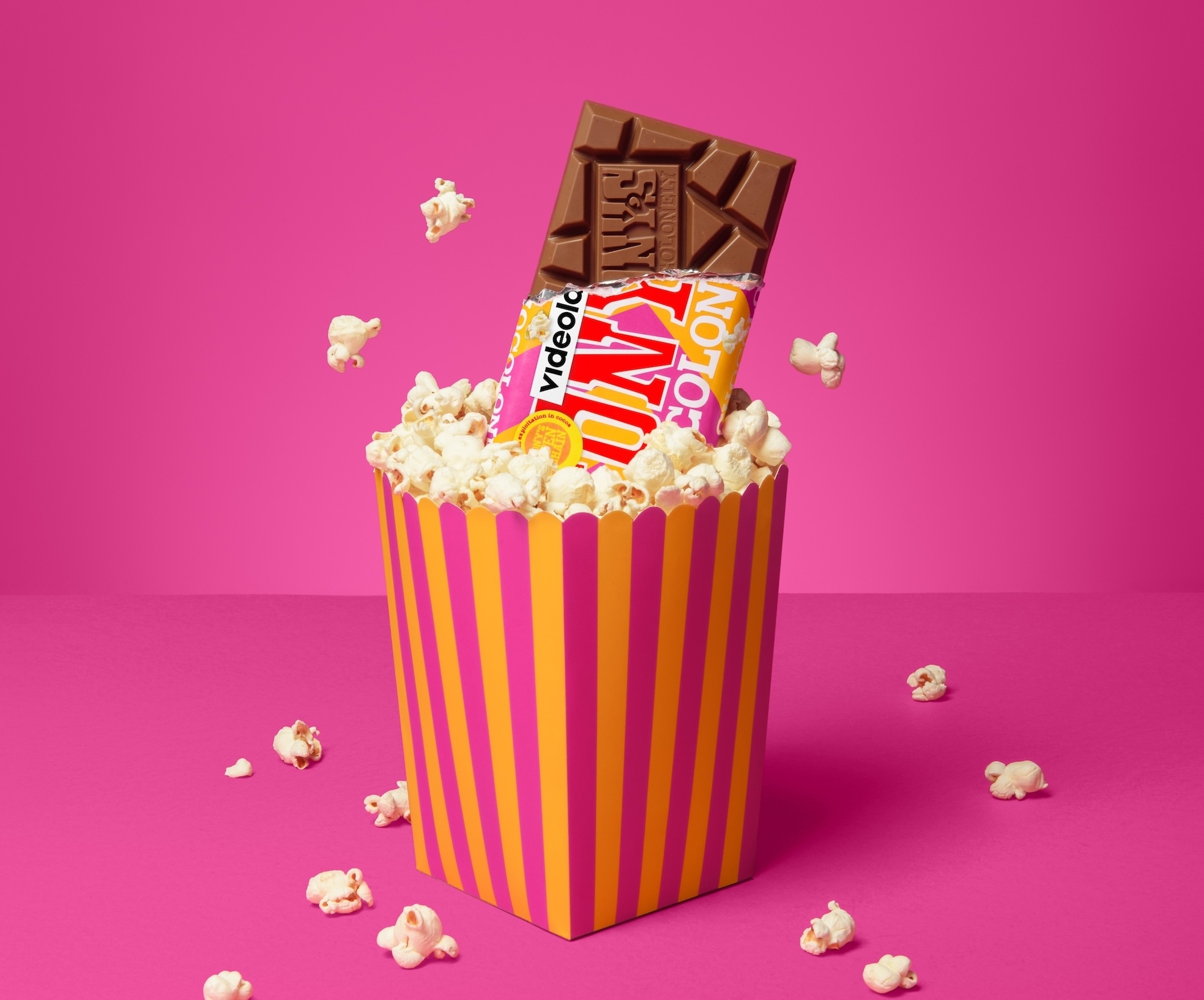 Tony en Videoland introduceren chocoladereep met popcorn